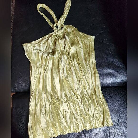 Liz Minelli Casual Medium green folded halter top - Picture 1 of 5